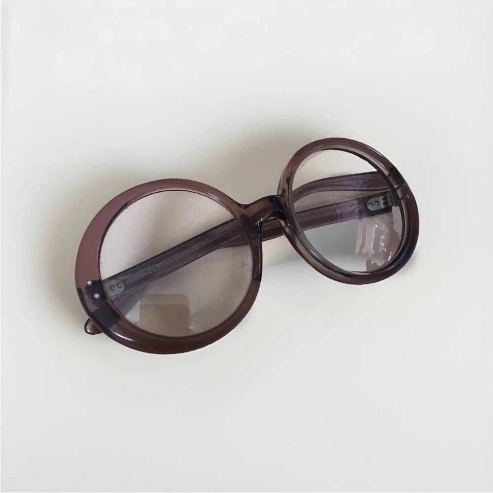 Vintage Round Plastic Framed Eyeglasses France Mod Geek Bookworm Costume 50 20